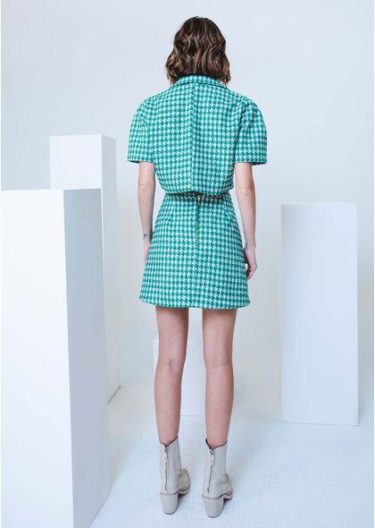 Saia Curta Tweed Kristy Verde