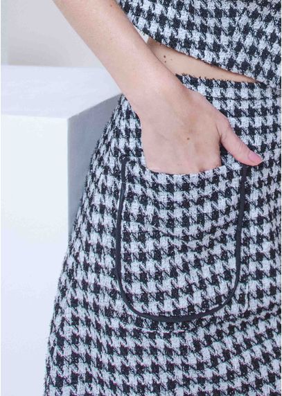 Saia Curta Tweed Kristy Preta