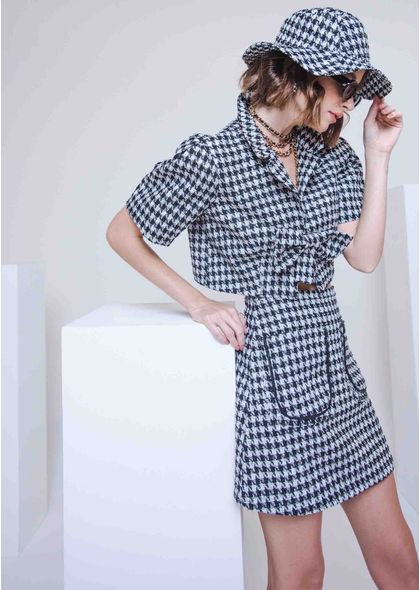Saia Curta Tweed Kristy Preta