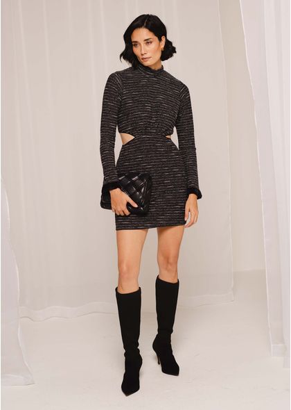 Vestido Curto de Tricot Preto
