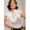 Bata Feminina Off White em Renda Folk com Gola Lovlity