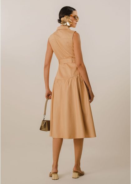 Vestido-Maximidi-em-Sarja-Fiore-Faixa-na-Cintura-Lara-BEGE-003-05047-GG