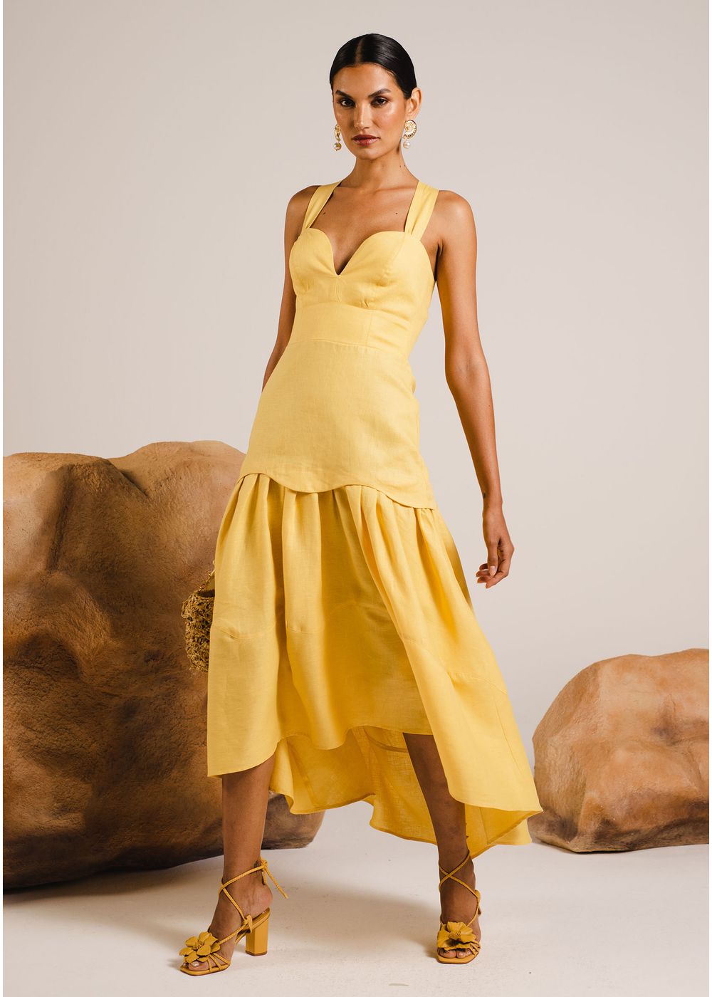 Vestido fashion amarelo gg