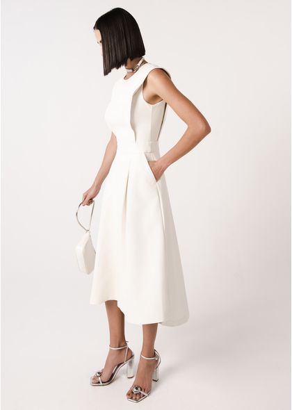 Vestido-Maxi-Midi-em-Poliuretano-com-Pregas-Frontais-Duquesa-OFF-WHITE-008-05181-PP