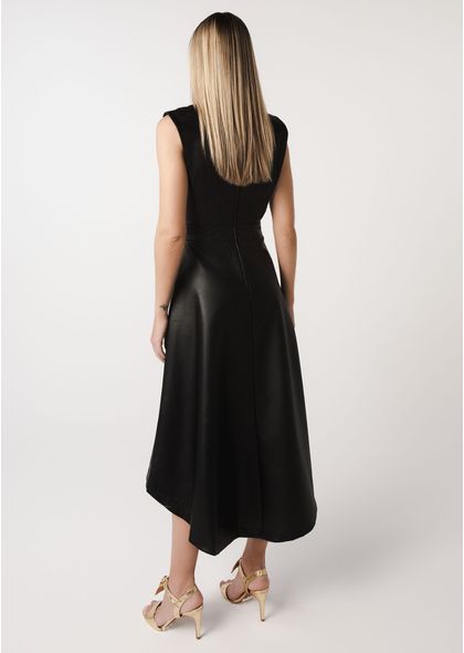 Vestido-Maxi-Midi-em-Poliuretano-com-Pregas-Frontais-Duquesa-PRETO-002-05181-PP