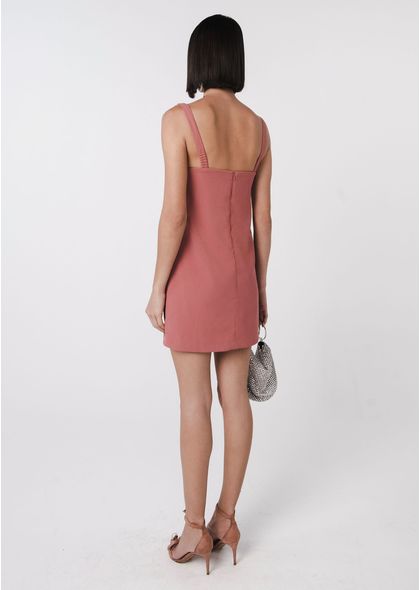 Vestido Curto Alfaiataria Rosa com Bordado