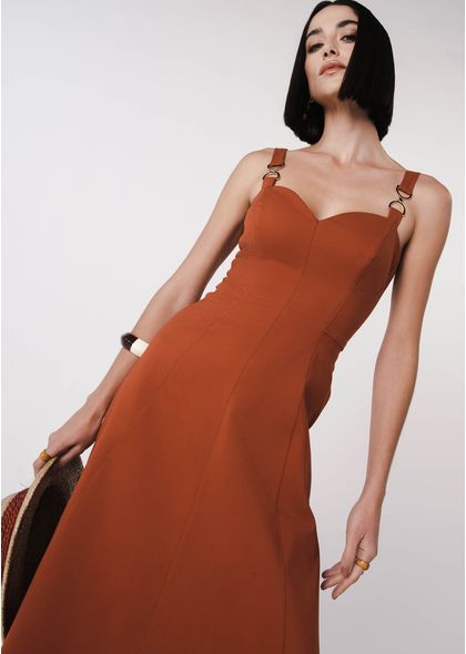 Vestido-Midi-em-Sarja-Estruturada-com-Detalhe-na-Alca-Melissa-MARROM-015-05285-PP