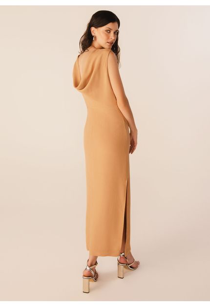 Vestido-Midi-em-Alfaiataria-Creponada-com-Fendas-Laterais-Viani-BEGE-003-05302-G
