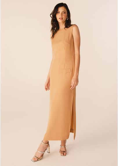 Vestido-Midi-em-Alfaiataria-Creponada-com-Fendas-Laterais-Viani-BEGE-003-05302-G
