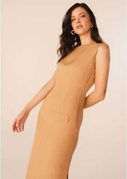 Vestido-Midi-em-Alfaiataria-Creponada-com-Fendas-Laterais-Viani-BEGE-003-05302-G