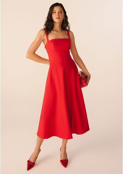 Vestido-Midi-em-Sarja-Estruturada-com-Lacos-Removiveis-Atras-Sakura-VERMELHO-013-05313-G