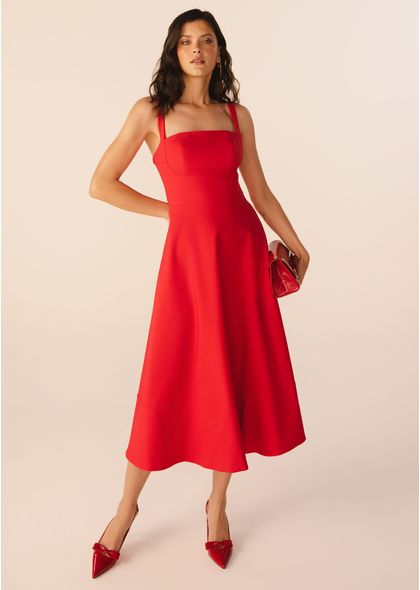 Vestido-Midi-em-Sarja-Estruturada-com-Lacos-Removiveis-Atras-Sakura-VERMELHO-013-05313-G
