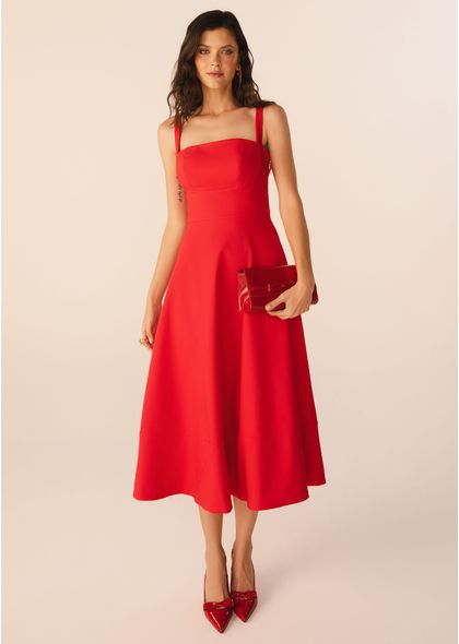 Vestido-Midi-em-Sarja-Estruturada-com-Lacos-Removiveis-Atras-Sakura-VERMELHO-013-05313-G