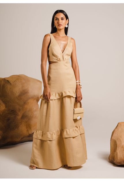 Vestido-Longo-em-Linho-com-Recortes-Laterais-Camila-CARAMELO-030-05103-M