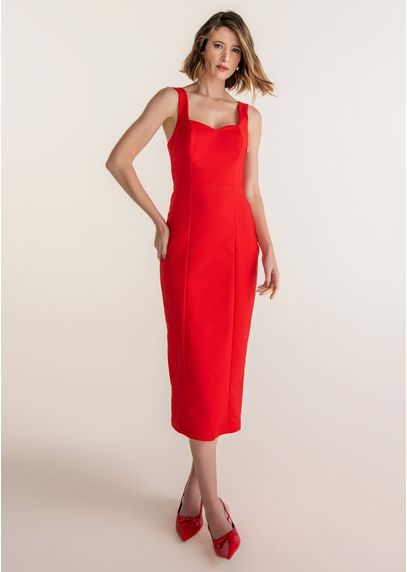 Vestido-Midi-em-Sarja-Estruturada-Reto-com-Fenda-Betina-VERMELHO-013-05368-G