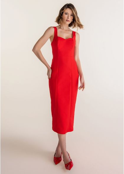Vestido-Midi-em-Sarja-Estruturada-Reto-com-Fenda-Betina-VERMELHO-013-05368-G