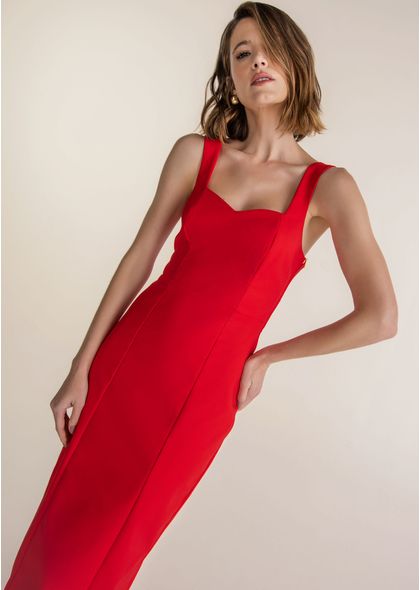 Vestido-Midi-em-Sarja-Estruturada-Reto-com-Fenda-Betina-VERMELHO-013-05368-G