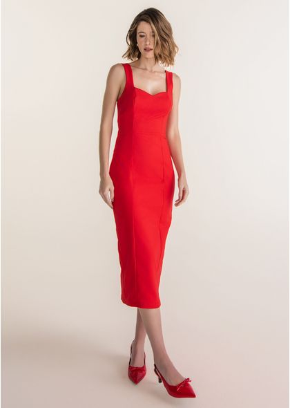 Vestido-Midi-em-Sarja-Estruturada-Reto-com-Fenda-Betina-VERMELHO-013-05368-G