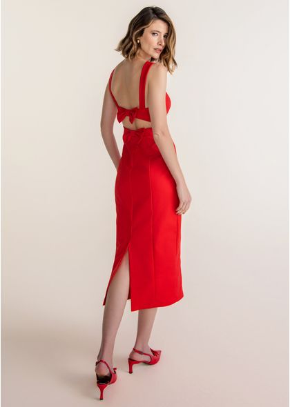 Vestido-Midi-em-Sarja-Estruturada-Reto-com-Fenda-Betina-VERMELHO-013-05368-G