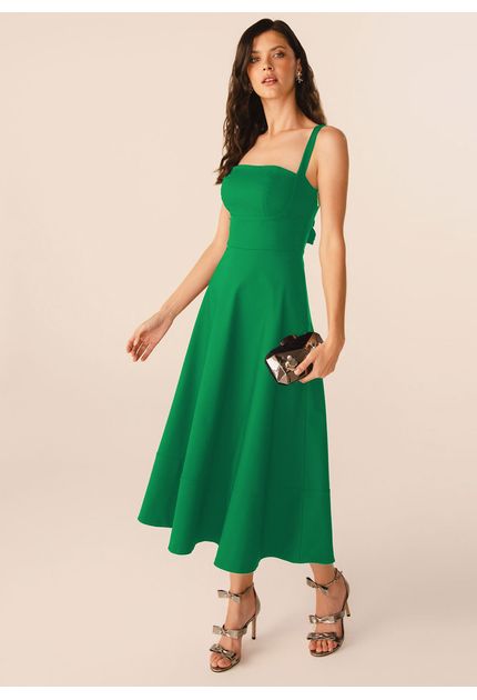 Vestido-Midi-em-Sarja-Estruturada-com-Lacos-Removiveis-Atras-Sakura-VERDE-004-05313-M