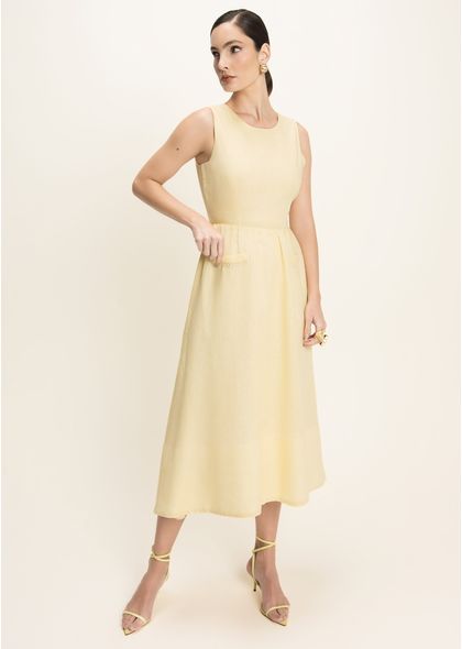 Vestido-Midi-em-Linho-Tabata-Amarelo