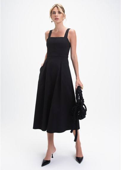 Vestido-Midi-em-Sarja-Estruturada-com-Lacos-nas-Costas-Angelica-PRETO-002-05414-P