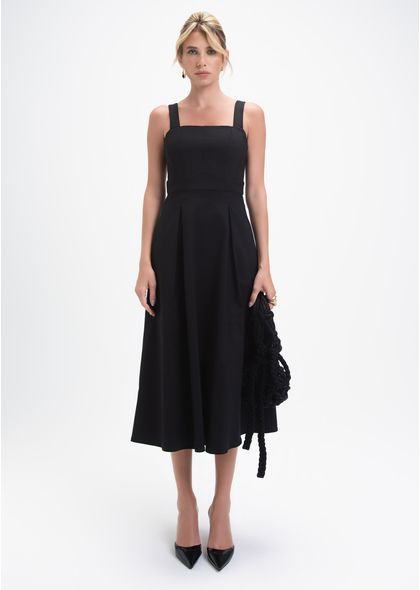 Vestido-Midi-em-Sarja-Estruturada-com-Lacos-nas-Costas-Angelica-PRETO-002-05414-P