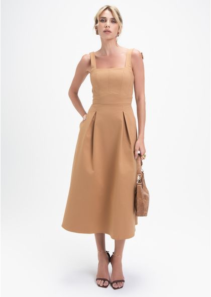 Vestido-Midi-em-Sarja-Estruturada-com-Lacos-nas-Costas-Angelica-CARAMELO-030-05414-PP