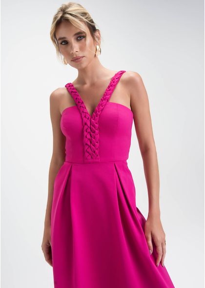 Vestido-Midi-em-Sarja-Laura-Pink