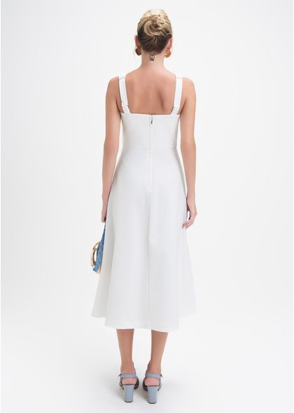 Vestido-Midi-em-Sarja-Estruturada-com-Detalhe-Trancado-Laura-OFF-WHITE