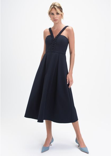 Vestido-Midi-em-Sarja-Estruturada-com-Detalhe-Trancado-Laura-MARINHO-036-05419-PP