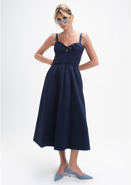 Vestido-Midi-em-Tricoline-com-Detalhe-Drapeado-e-Laco-Marta-MARINHO-036-05426-PP