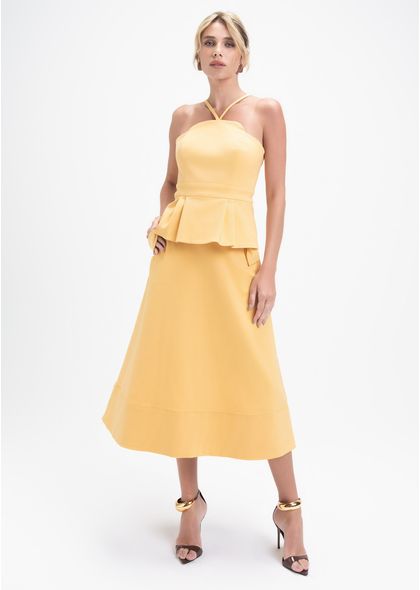 Saia-Midi-em-Sarja-Estruturada-com-Detalhe-de-Laco-Paulina-AMARELO-014-05422-PP