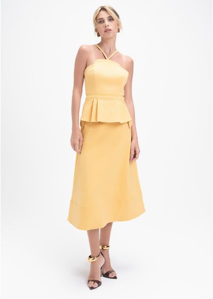 Saia-Midi-em-Sarja-Estruturada-com-Detalhe-de-Laco-Paulina-AMARELO-014-05422-PP
