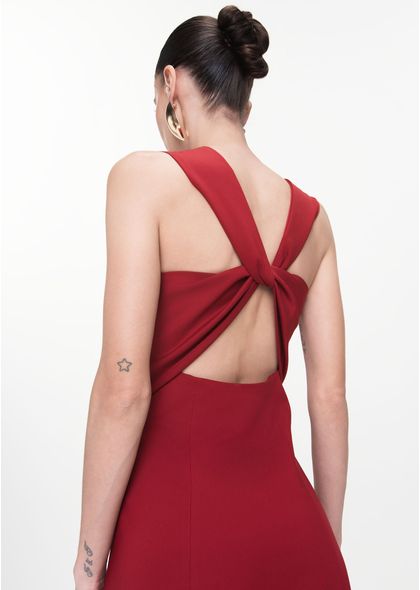 Vestido-Midi-em-Sarja-Estruturada-Trancado-nas-Costas-Guisela-VINHO-042-05412-PP