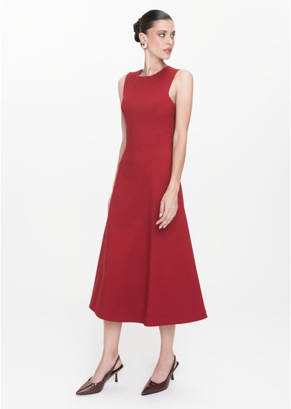Vestido-Midi-em-Sarja-Estruturada-Trancado-nas-Costas-Guisela-VINHO-042-05412-PP