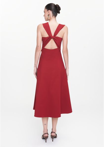 Vestido-Midi-em-Sarja-Estruturada-Trancado-nas-Costas-Guisela-VINHO-042-05412-PP