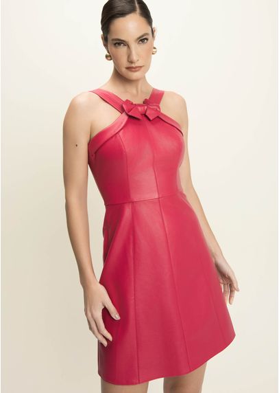 Vestido-Curto-em-Poliuretano-Frente-Unica-com-Laco-Joyane-VERMELHO-013-05393-PP