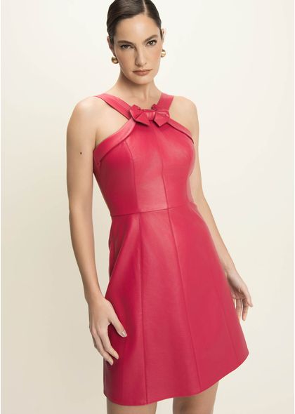 Vestido-Curto-em-Poliuretano-Frente-Unica-com-Laco-Joyane-VERMELHO-013-05393-PP