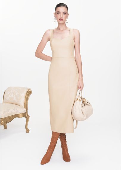 Vestido-Midi-em-Poliuretano-Reto-com-Lacos-Veridiana-BEGE-003-05445-PP