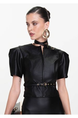 Blusa-em-Poliuretano-com-Ziper-e-Cinto-Veridiana-PRETO-002-05432-PP