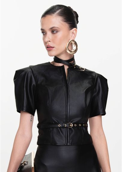 Blusa-em-Poliuretano-com-Ziper-e-Cinto-Veridiana-PRETO-002-05432-PP