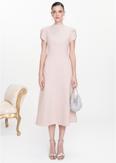 Vestido-Midi-em-Sarja-Estruturada-com-Mangas-Tulipa-Mizaela-NUDE-016-05443-PP