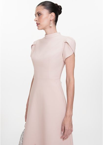 Vestido-Midi-em-Sarja-Estruturada-com-Mangas-Tulipa-Mizaela-NUDE-016-05443-PP