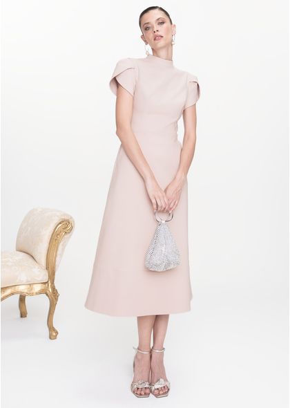 Vestido-Midi-em-Sarja-Estruturada-com-Mangas-Tulipa-Mizaela-NUDE-016-05443-PP