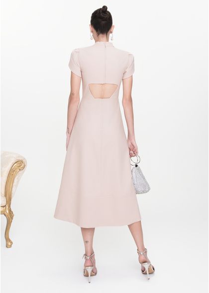 Vestido-Midi-em-Sarja-Estruturada-com-Mangas-Tulipa-Mizaela-NUDE-016-05443-PP