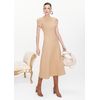 Vestido-Midi-em-Sarja-Estruturada-com-Mangas-Tulipa-Mizaela-CARAMELO-030-05443-GG