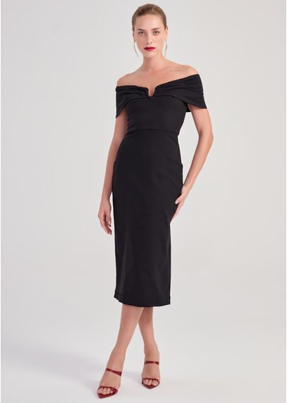 Vestido-Midi-em-Sarja-Estruturada-Ombro-a-Ombro-Tamoyo-PRETO-002-05452-P