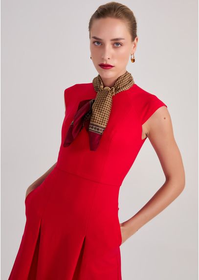 Vestido-Midi-em-Sarja-Estruturada-com-Mangas-Tamoyo-VERMELHO-013-05447-PP