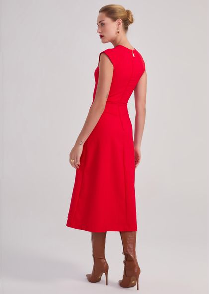 Vestido-Midi-em-Sarja-Estruturada-com-Mangas-Tamoyo-VERMELHO-013-05447-PP